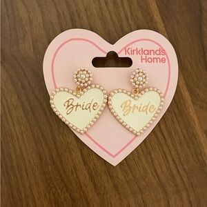 Kirklands Bride Heart Earrings - Pink and Cream
